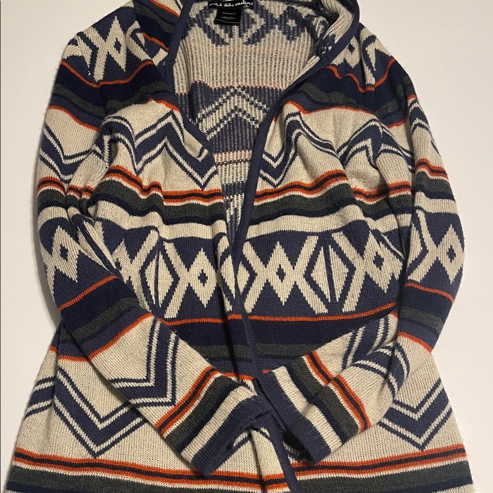 united states sweaters Navy, Cream & Rust Open-Weave Pullover